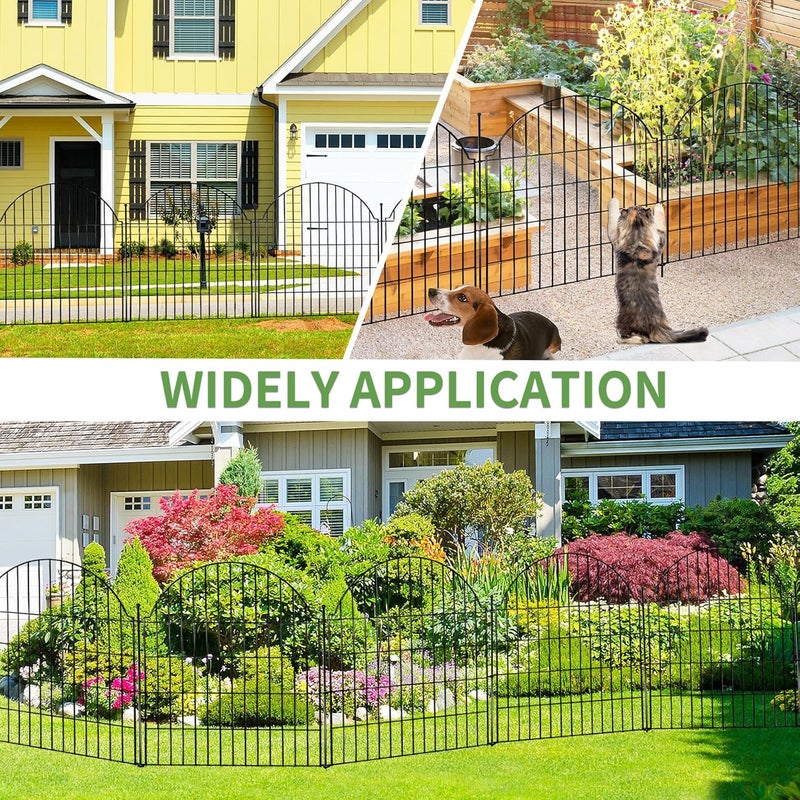 Blingluck Decorative Metal Garden Fence No Dig Outdoor Dog Fence 10 Panels, 32 in - Image 4