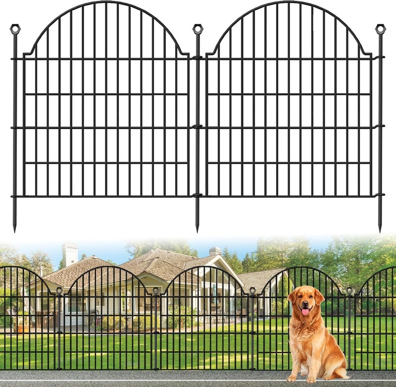 Blingluck Decorative Metal Garden Fence No Dig Outdoor Dog Fence 10 Panels, 32 in - Image 1