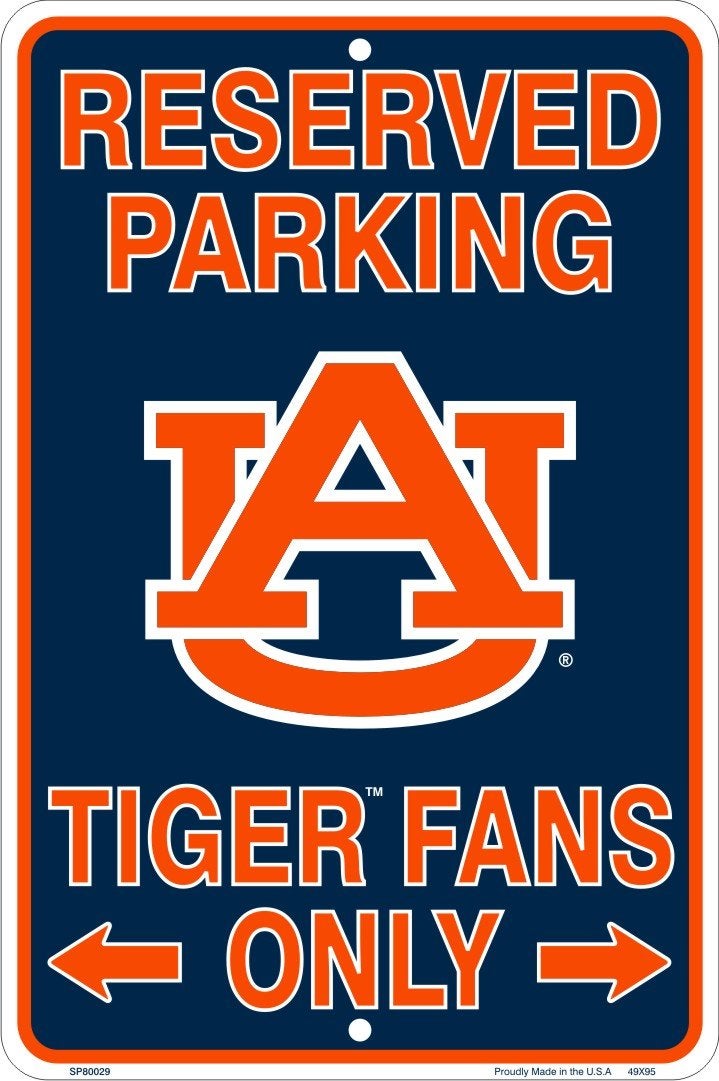 HangTime Auburn University - Auburn Tigers Fans Parking Only Metal Sign 8 x 12 embossed - Image 1