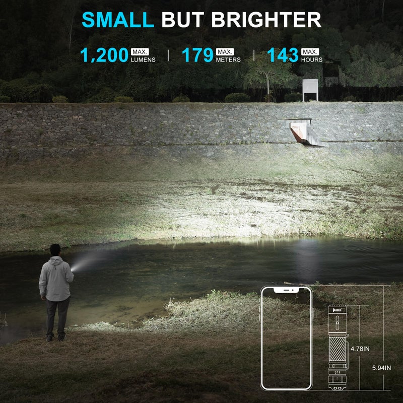 WUBEN C3 Flashlight 1200 High Lumens Rechargeable Flashlights 6 Modes Super Bright IP68 LED Tactical Flashlight for Camping, Home, Emergency, Rescue, Hunting, Inspection, Repair, Tool Gifts for Men - Image 2