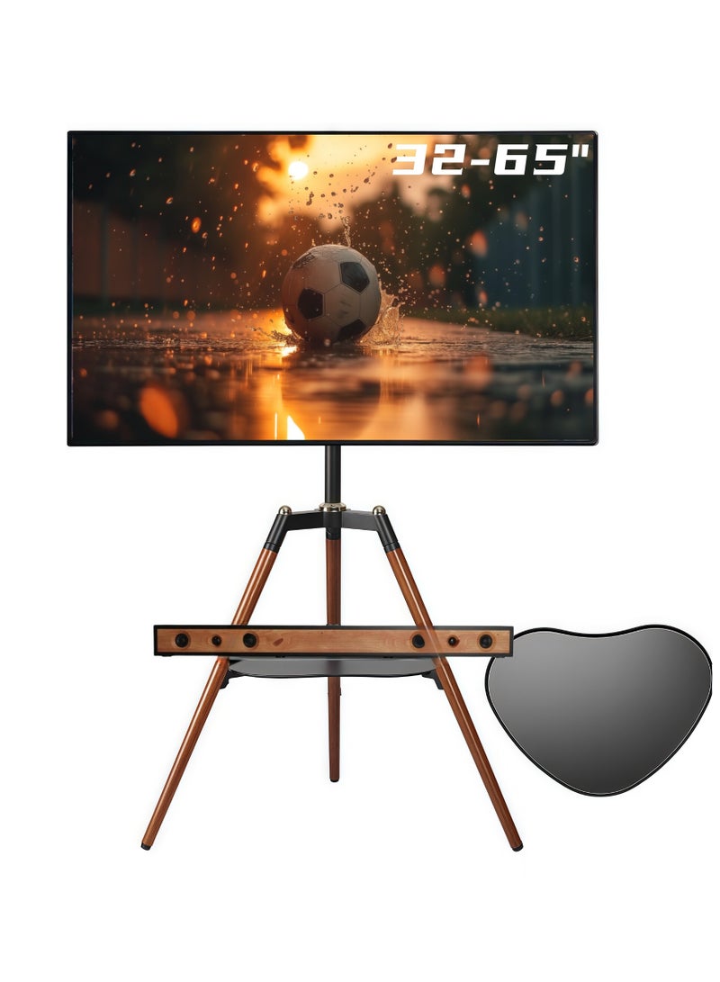 FlashHawk Height Adjustable Floor TV Stand for 32-65 inch Screens,Corner TV Stand Mount with Wood Legs for Bedroom, Living Room, Studio - Image 1