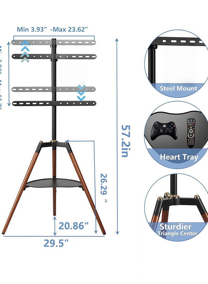 FlashHawk Height Adjustable Floor TV Stand for 32-65 inch Screens,Corner TV Stand Mount with Wood Legs for Bedroom, Living Room, Studio - Image 4