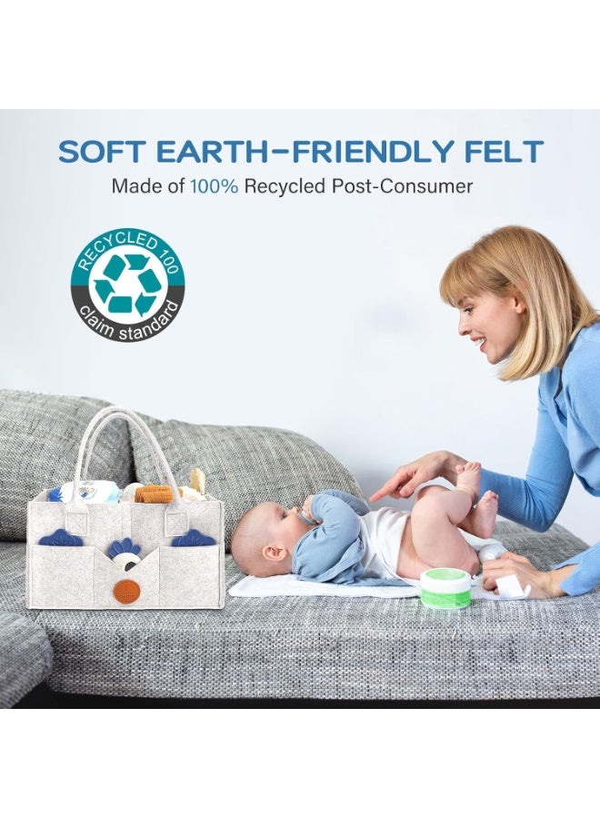 Maliton Maliton Baby Diaper Caddy, Car Organizer with Handle, Felt Diaper Caddy for Baby Boy Girl, Changing Table Organizer for Baby Stuff, 16" x 10" x 7" Baby Organizer for Nursery (White)  - Image 4
