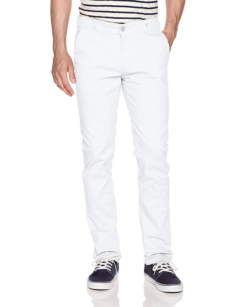 WT02 mens Long Basic Stretch Skinny Chino Casual Pants Whitenew 34W x 30L US