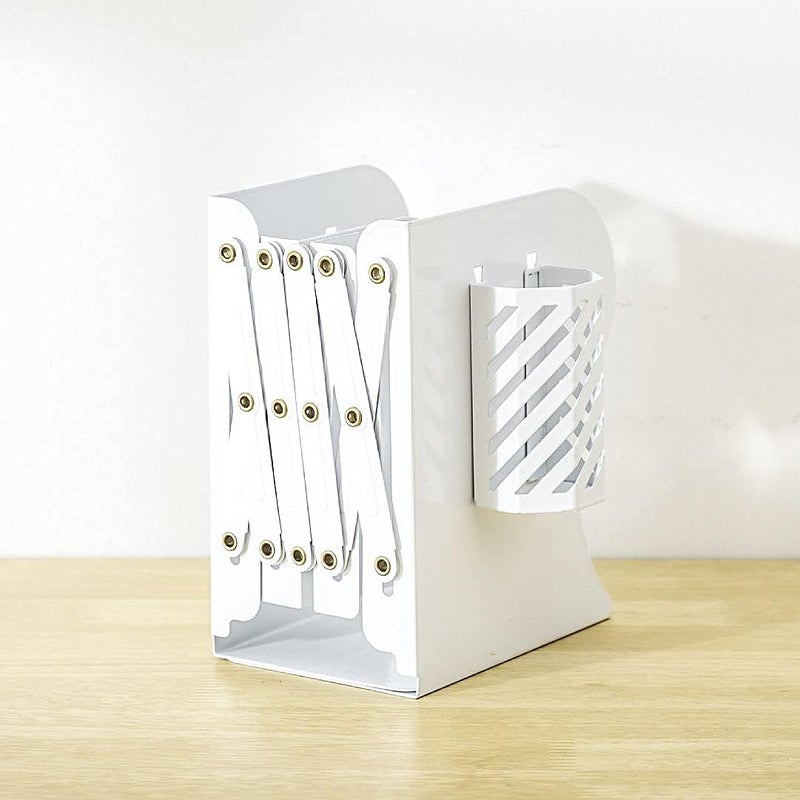 Gardesk Adjustable Bookends Metal Book Ends for Heavy Book Holder Heavy Duty Bookends Nonskid Bookcase Desktop Book Organizer Binder Holder (White) - Image 5