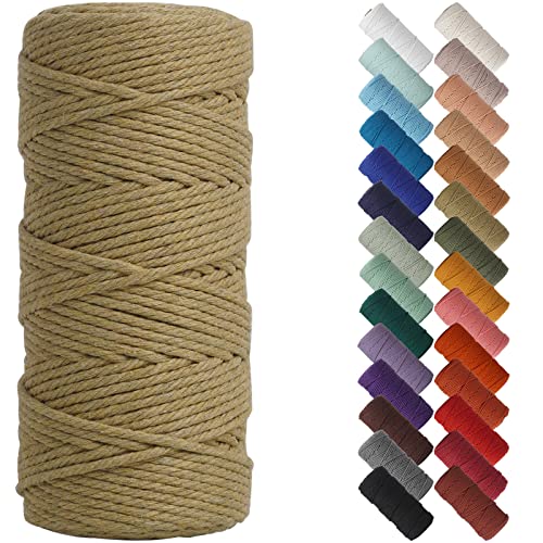 NOANTA Khaki Macrame Cord 3mm x 109yards, Colored Macrame Rope, Cotton Rope Macrame Yarn, Colorful Cotton Craft Cord for Wall Hanging, Plant Hangers, Crafts, Knitting - Image 1