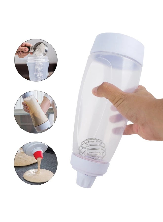 Pancake Batter Dispenser and Mixer with Blender Ball Wire Whisk Batter Bottle Squeeze Kitchen Pancake Shaker Batter Dispenser Bottle Baking Tool for Cupcakes, Muffins, Crepes, Waffles and More 1000ml - Image 1