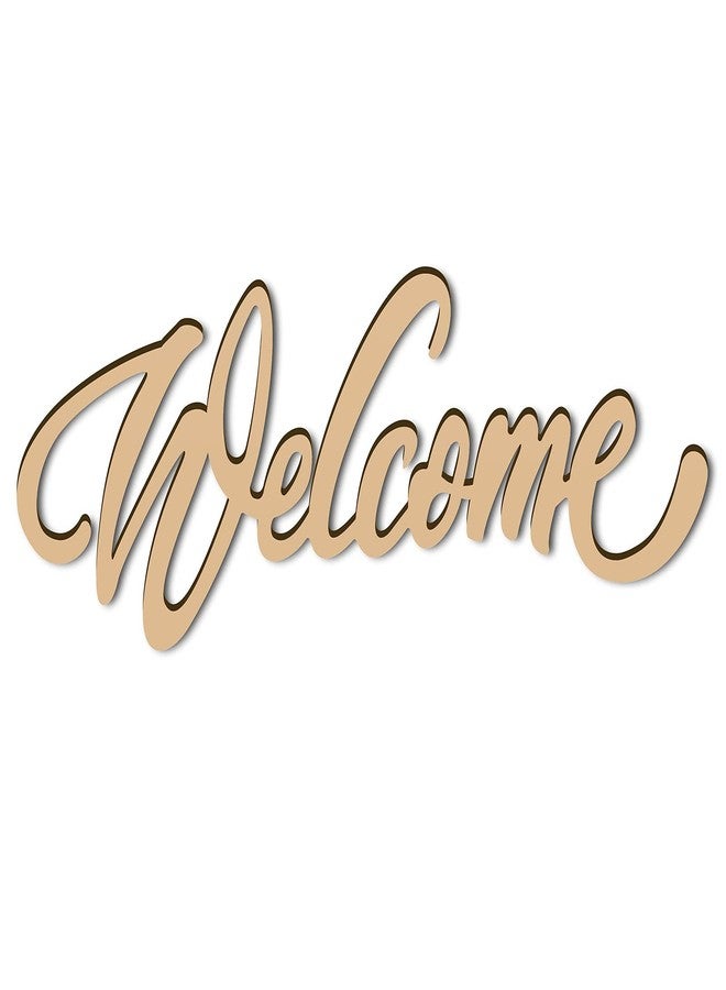 لوحة جدارية خشبية مقطوعة بالليزر من CREATCABIN، تحمل حروف ترحيبية، منحوتة جدارية زخرفية، غير مطلية، مثالية لتزيين المنزل الجديد، الأبواب، الجدران، الغرف، مقاس 11.8 بوصة × 4.7 بوصة. - Image 1