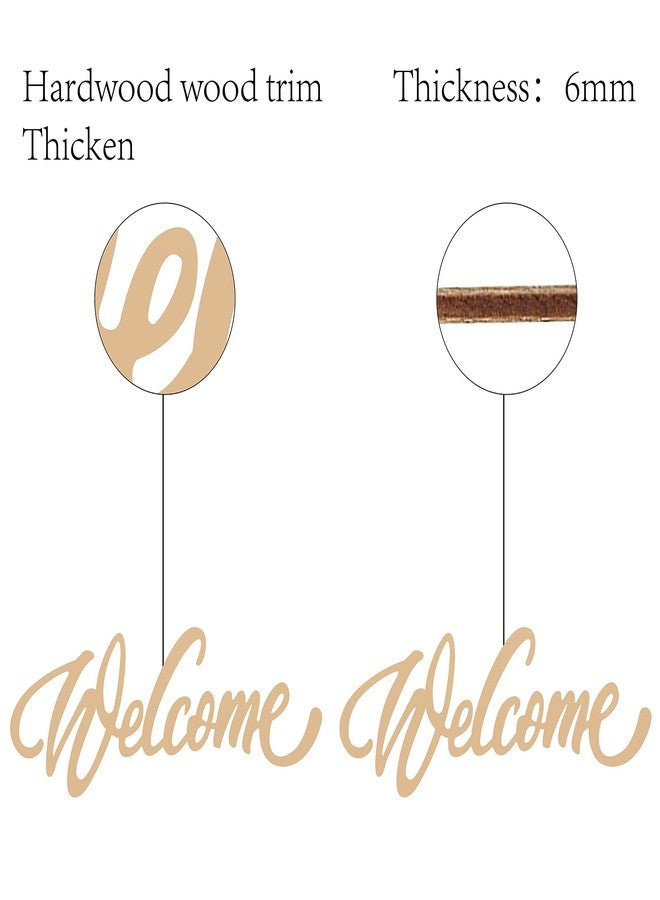 لوحة جدارية خشبية مقطوعة بالليزر من CREATCABIN، تحمل حروف ترحيبية، منحوتة جدارية زخرفية، غير مطلية، مثالية لتزيين المنزل الجديد، الأبواب، الجدران، الغرف، مقاس 11.8 بوصة × 4.7 بوصة. - Image 3