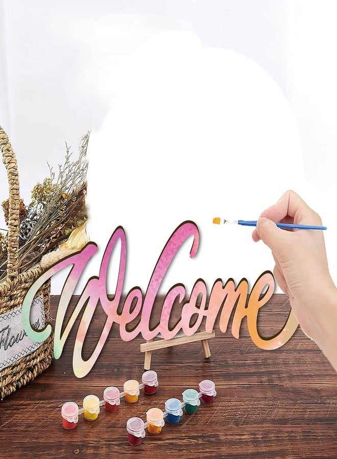 لوحة جدارية خشبية مقطوعة بالليزر من CREATCABIN، تحمل حروف ترحيبية، منحوتة جدارية زخرفية، غير مطلية، مثالية لتزيين المنزل الجديد، الأبواب، الجدران، الغرف، مقاس 11.8 بوصة × 4.7 بوصة. - Image 4