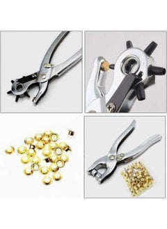 ZEUTER ZEUTER 2 Pc Leather Hole Punch Grommet Setting Tool MultiFunction Metal Handheld Leather Belt Hole Punch Tool Set Eyelet Pliers Button Setter Tool Kit for Belt Cardboard Silver  - Image 4