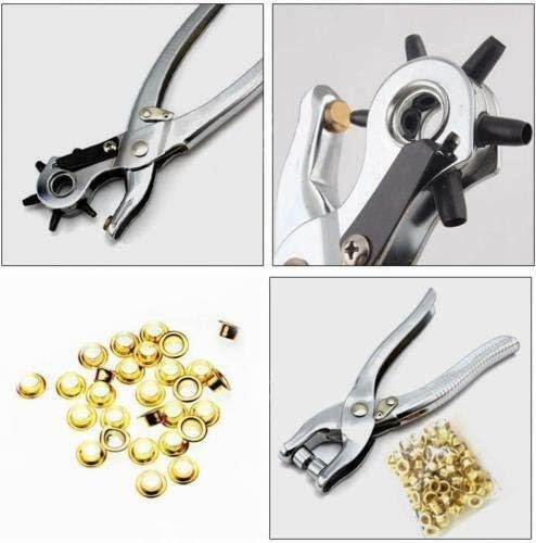 ZEUTER ZEUTER 2 Pc Leather Hole Punch Grommet Setting Tool MultiFunction Metal Handheld Leather Belt Hole Punch Tool Set Eyelet Pliers Button Setter Tool Kit for Belt Cardboard Silver  - Image 4