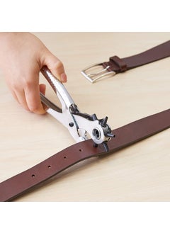 ZEUTER ZEUTER 2 Pc Leather Hole Punch Grommet Setting Tool MultiFunction Metal Handheld Leather Belt Hole Punch Tool Set Eyelet Pliers Button Setter Tool Kit for Belt Cardboard Silver  - Image 2