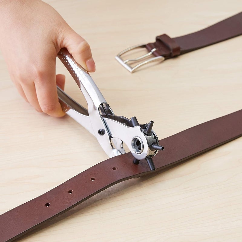 ZEUTER ZEUTER 2 Pc Leather Hole Punch Grommet Setting Tool MultiFunction Metal Handheld Leather Belt Hole Punch Tool Set Eyelet Pliers Button Setter Tool Kit for Belt Cardboard Silver  - Image 2
