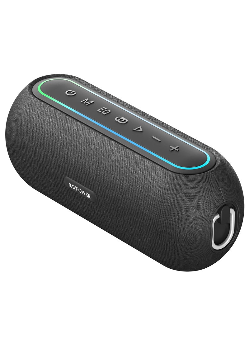 RAVPOWER Bluetooth Speaker 45W Powerful Sound Deep Bass RGB Lights Stereo Wireless Speaker Portable Outdoor Party Speaker Black RP-SK004 Black - Image 1