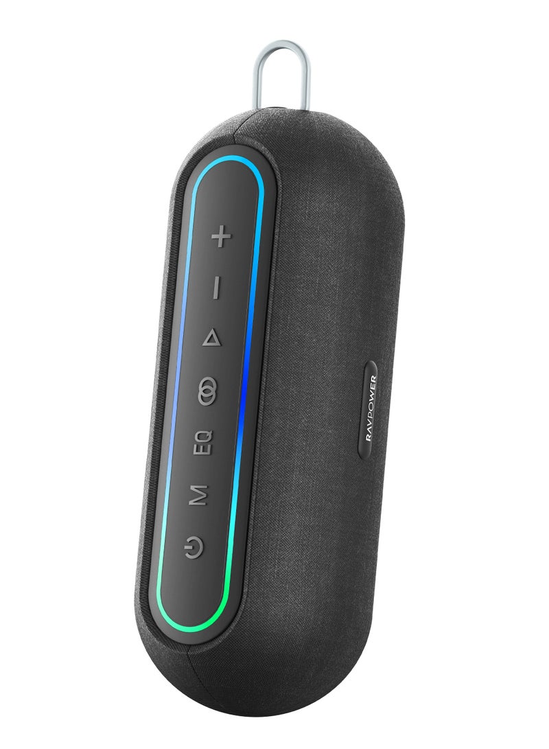 RAVPOWER Bluetooth Speaker 45W Powerful Sound Deep Bass RGB Lights Stereo Wireless Speaker Portable Outdoor Party Speaker Black RP-SK004 Black - Image 3