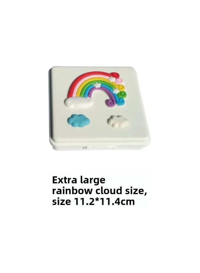 Cute Rainbow Cloud Baby Teeth Box Large Square Women's Baby Teeth Collection Storage With Cotton Swab And Hair Removal Bottle-Color:Pink-Specifications:Inner Powder  - Image 2