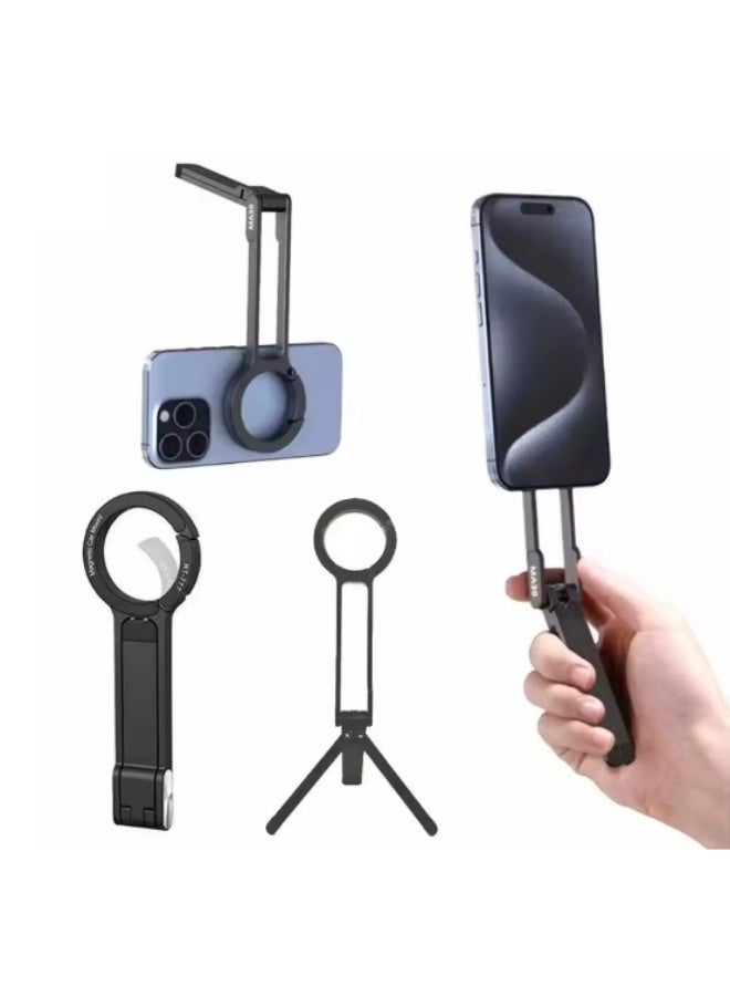 Steel Mini Magnetic Phone Tripod Stand with 2 Magnet Rings for Cell phones & Tablets, Magsafe Phone Holder Tripod Mount for Smartphones iPhone 16 15 14 13 12 Pro Max Plus Series - Image 2