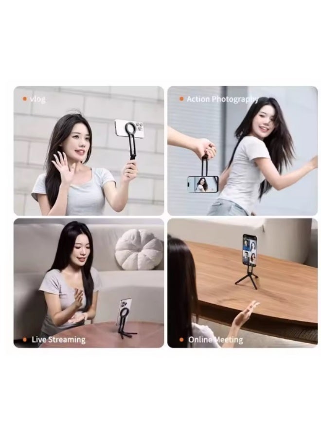Steel Mini Magnetic Phone Tripod Stand with 2 Magnet Rings for Cell phones & Tablets, Magsafe Phone Holder Tripod Mount for Smartphones iPhone 16 15 14 13 12 Pro Max Plus Series - Image 4