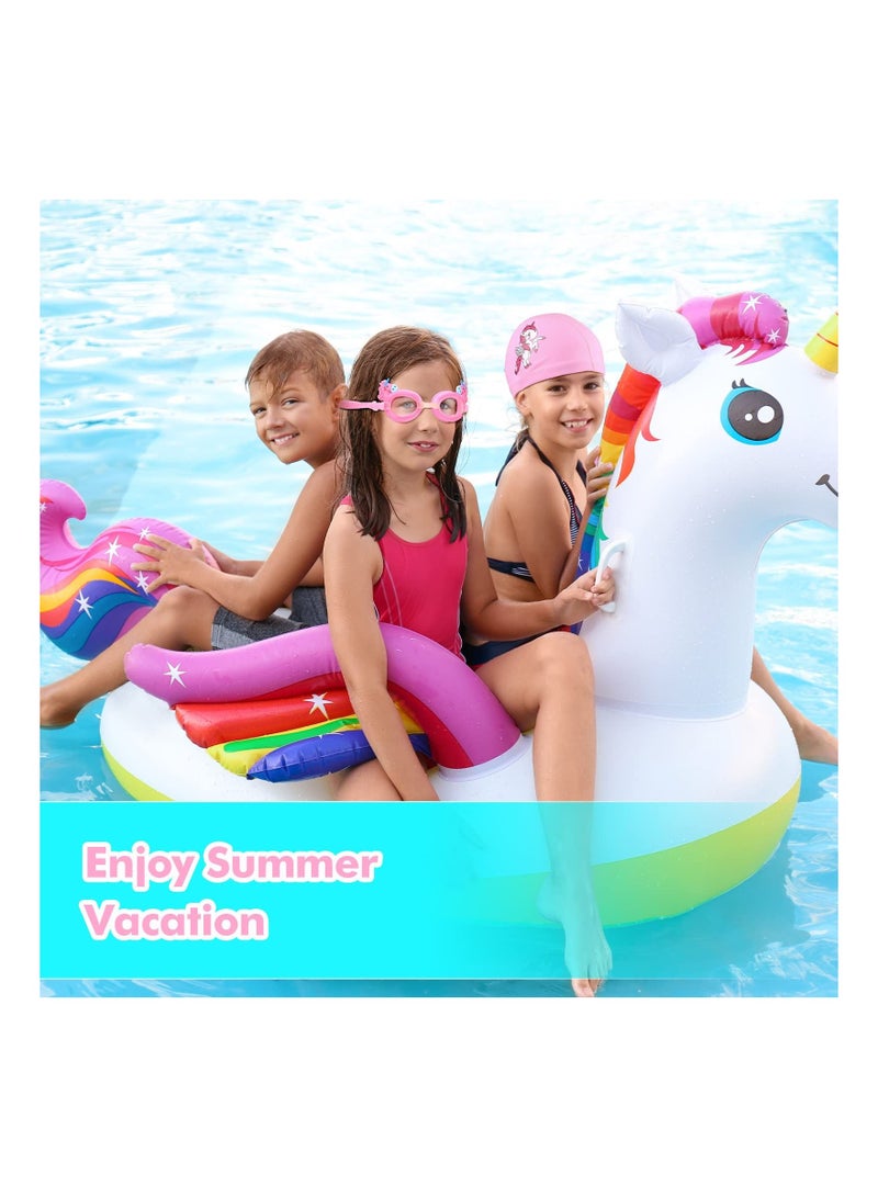 KASTWAVE Kids Swim Cap Swimming Goggles, Toddler Swimming Cap with Ear Plugs, Waterproof Kids Cloth Bathing Cap Goggles for Children, Boys, Girls Age 3-12, Lovely Cute Cartoon - Image 3