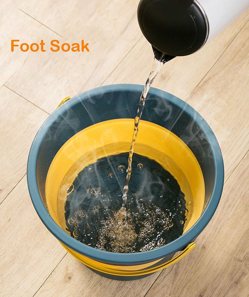 Zollyss, Foldable Bucket for Bathroom Cleaning 10 Litre, Car Wash, Foot Soak Hot/Cold Water, Small Yellow Blue - Image 3