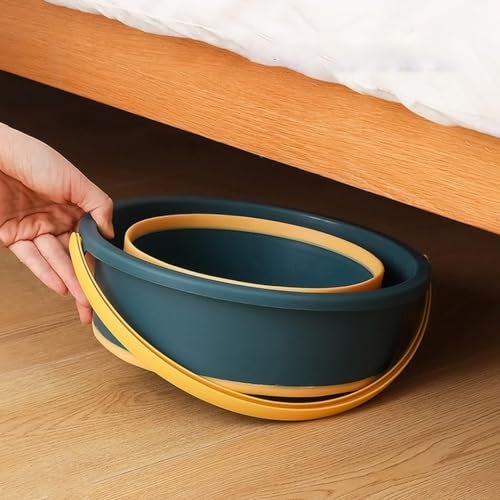 Zollyss, Foldable Bucket for Bathroom Cleaning 10 Litre, Car Wash, Foot Soak Hot/Cold Water, Small Yellow Blue - Image 5