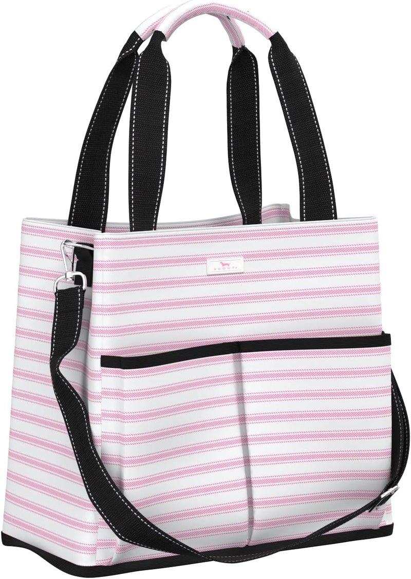 SCOUT SCOUT Baby On Board Travel Baby Bag Handbag For Women Coated Cotton Fabric Removable  Adjustable Crossbody Strap Compartments For Stroller Organizer Tote Bag Zipper Pockets Pink Medium - Image 1