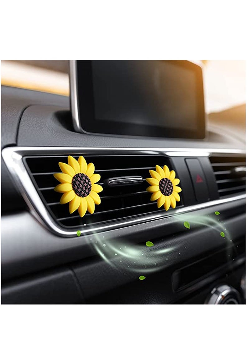 SYOSI 2 Pack Sunflower Car Accessories Cute Car Air Freshener Sunflower Air Vent Clips Sunflowers Gift Decorations Car Clip Interior Air Vent Decor - Image 3