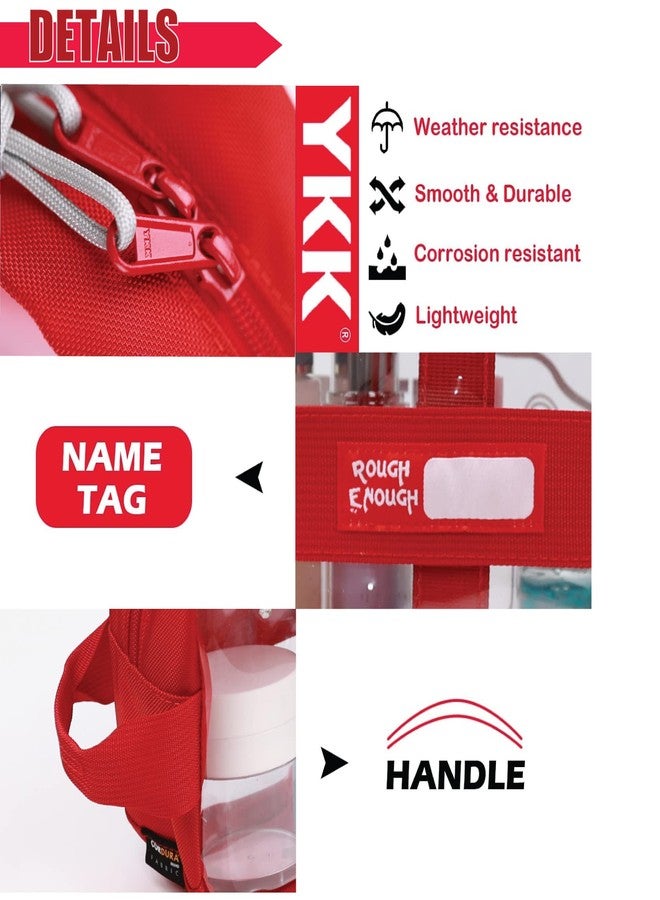 RE ROUGH ENOUGH Rough Enough Clear Toiletry Bag Travel Cosmetic Makeup Toothbrush Case Pouch Organizer for Women Men Leakproof Traveling Essentials Red - Image 4