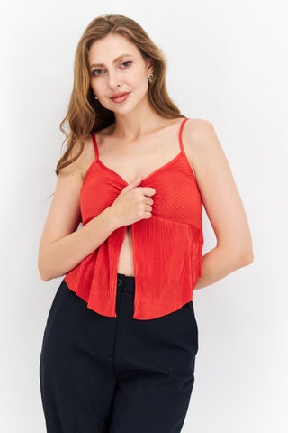 Women V-Neck Sleeveless Solid Top, Red - pzsku/Z66346A0344B4512E39B9Z/45/_/1726109164/e18f5f10-b332-4209-8a84-2a45c6112ada