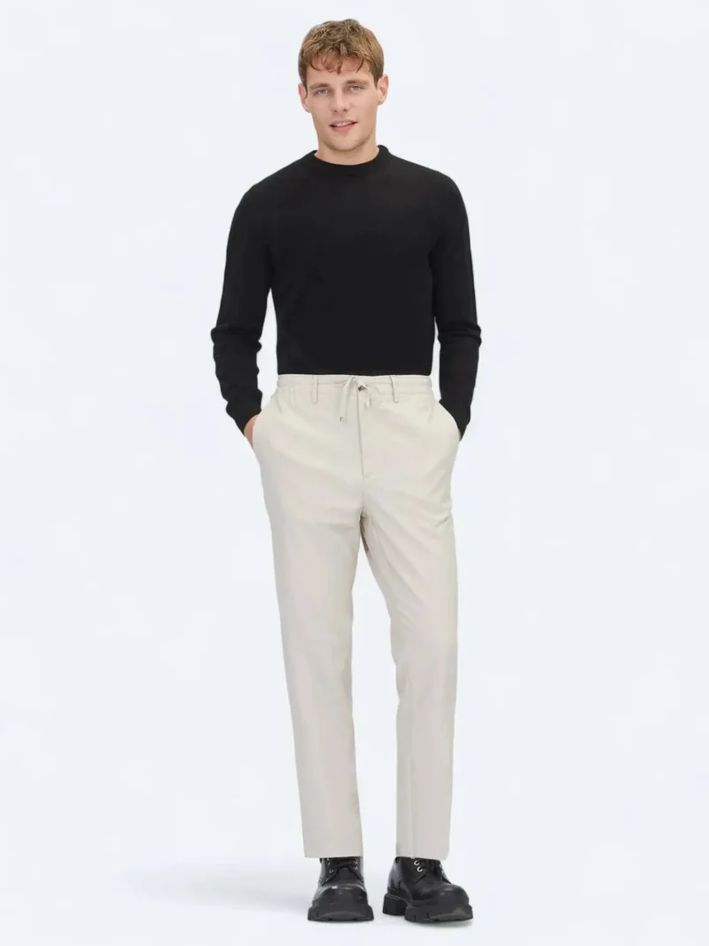 Kip Light Beige Weaving Jogging Fit Casual Trousers