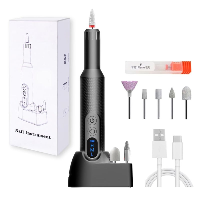 Pinkiou Cordless Nail Drill Manicure Pedicure Nail File Set Electric Nail Drill 20000 RPM with Wireless Charging Base and 6 Drill Bits Adjustable Speed File for Nails for Beginner