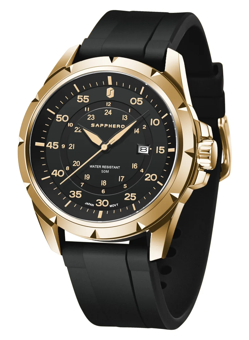 Sapphero  SAPPHERO Men's Silicone Waterproof Watch 5ATM Japanese Quartz Movement Stainless Steel Case Men's Watch Date Design Sport Casual Business Best Gift for Men  | Best Price UAE