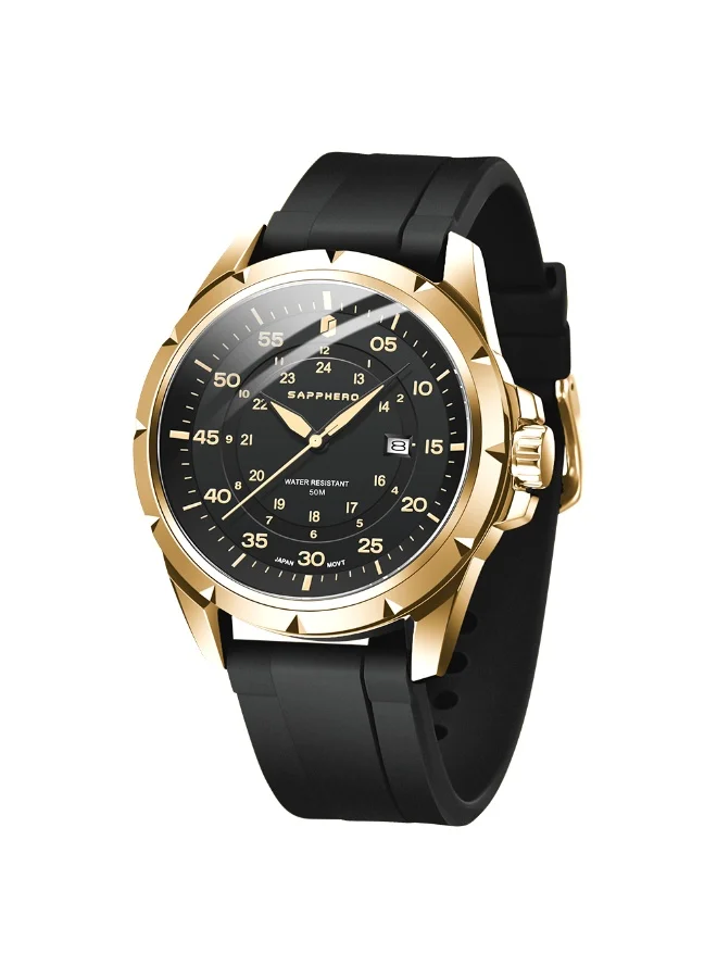 SAPPHERO Men's Silicone Waterproof Watch 5ATM Japanese Quartz Movement Stainless Steel Case Men's Watch Date Design Sport Casual Business Best Gift for Men