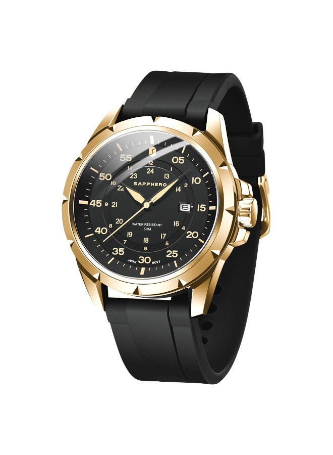 SAPPHERO Men's Silicone Waterproof Watch 5ATM Japanese Quartz Movement Stainless Steel Case Men's Watch Date Design Sport Casual Business Best Gift for Men - Image 1
