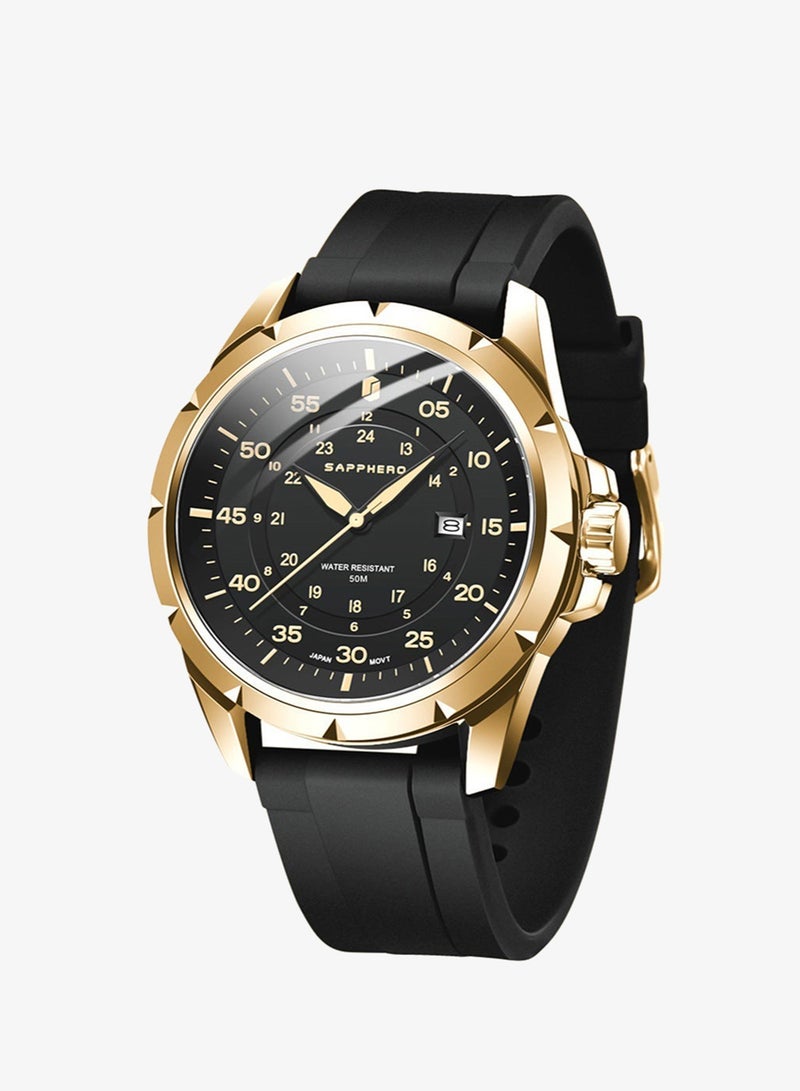 SAPPHERO Men's Silicone Waterproof Watch 5ATM Japanese Quartz Movement Stainless Steel Case Men's Watch Date Design Sport Casual Business Best Gift for Men - Image 1