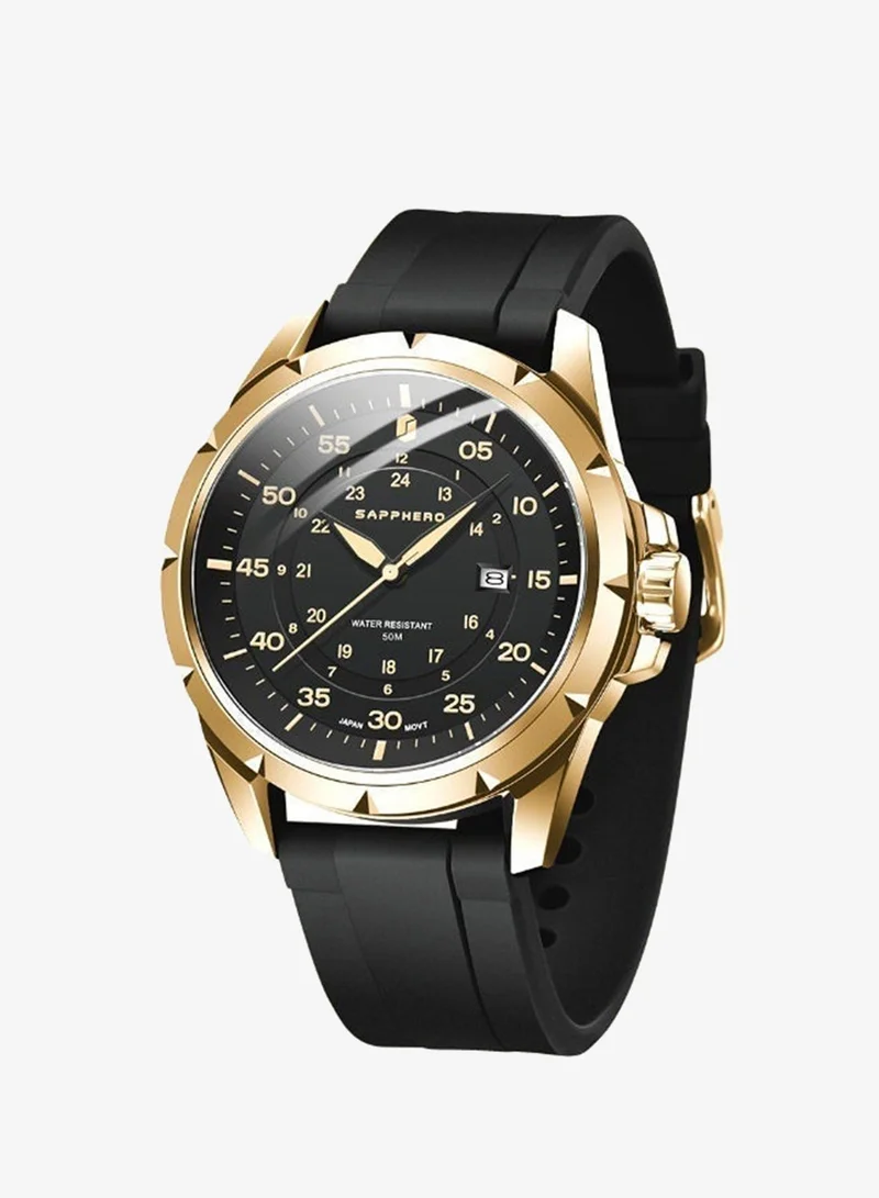 Sapphero  SAPPHERO Men's Silicone Waterproof Watch 5ATM Japanese Quartz Movement Stainless Steel Case Men's Watch Date Design Sport Casual Business Best Gift for Men  | Best Price UAE