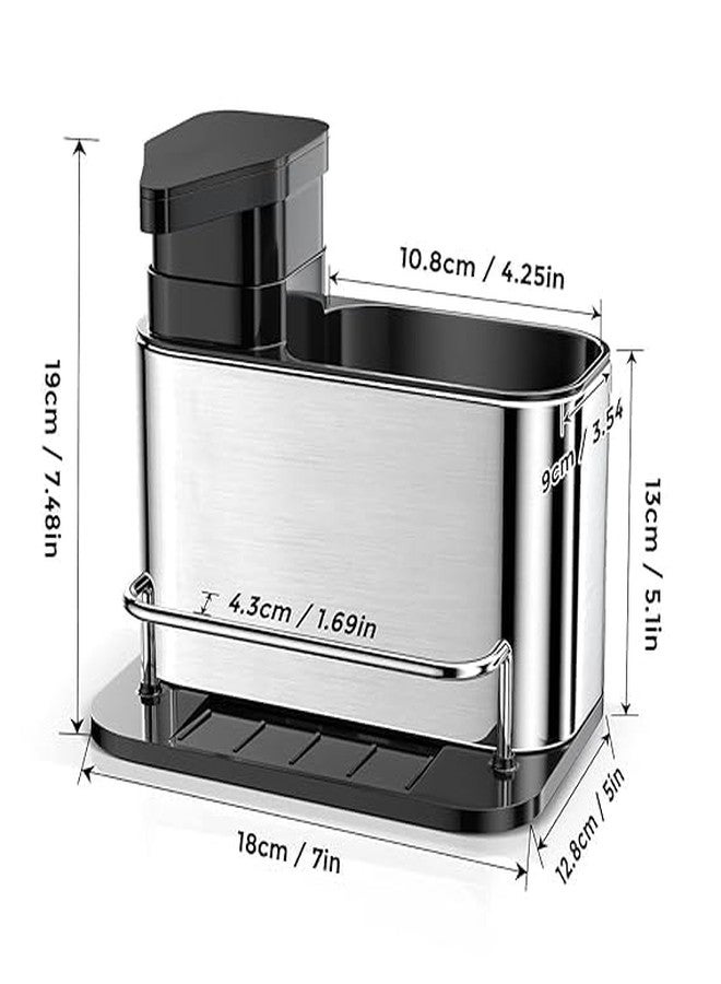 KACHKIT 3 in 1 Kitchen Sink Caddy with Sponge Holder, Dish Soap Dispenser Sink, Stainless Steel Kitchen Sink Organizer with Soap Dispenser, Silver, (PCS-1). - Image 3