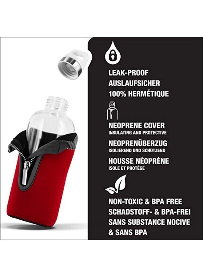 Sigg Glass Water Bottle Stella Red With Neoprene Pouch Leakproof Dishwasher Safe Bpa Free Recycled Glass 17 Oz - Image 3