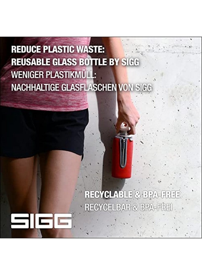 Sigg Glass Water Bottle Stella Red With Neoprene Pouch Leakproof Dishwasher Safe Bpa Free Recycled Glass 17 Oz - Image 4