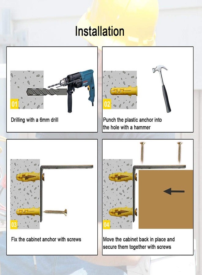 TUPSKY Cabinet Anti Tip Kit, TUPSKY Stainless Steel Baby Proofing Furniture Anchors, Secures 400 lbs for Bookshelves/Cabinets, Earthquake Resistant to Keep Baby & Pet Safe from Falling Furniture (2 Pack) - Image 4