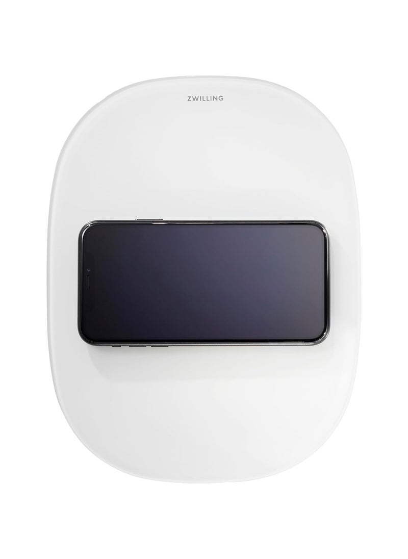 Zwilling ZWILLING Enfinigy 2in1 Digital Kitchen Food Scale Wireless Charging Station Max weight 22lbs Grams  Ounces 1gram Accuracy White  - Image 1