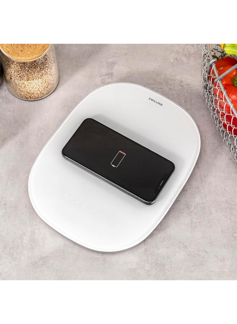 Zwilling ZWILLING Enfinigy 2in1 Digital Kitchen Food Scale Wireless Charging Station Max weight 22lbs Grams  Ounces 1gram Accuracy White  - Image 3