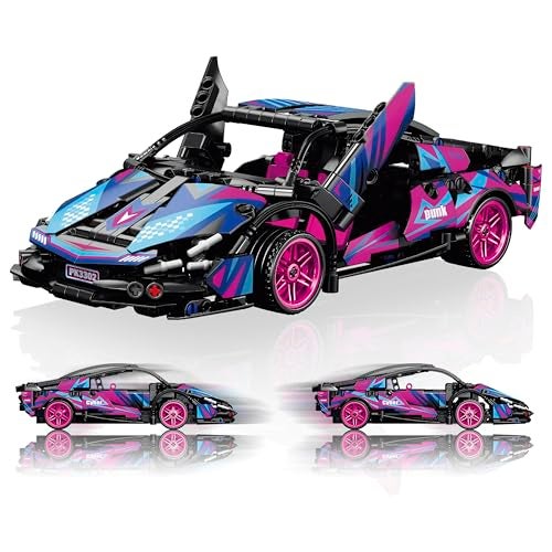 IBLOTIME مجموعة بناء سيارة سباق IBLOTIME Speed Champions بتصميم TechnicStyle مقياس 118 نموذج سيارة سوبركار مستوحاة من لامبورغيني 586 قطعة مجموعة سيارة سباق قابلة للسحب ممتعة للبناء في عيد الميلاد - Image 1