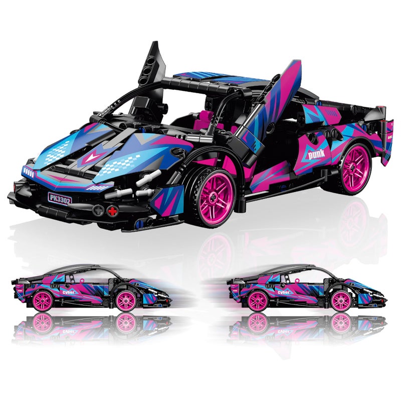 IBLOTIME مجموعة بناء سيارة سباق IBLOTIME Speed Champions بتصميم TechnicStyle مقياس 118 نموذج سيارة سوبركار مستوحاة من لامبورغيني 586 قطعة مجموعة سيارة سباق قابلة للسحب ممتعة للبناء في عيد الميلاد - Image 3