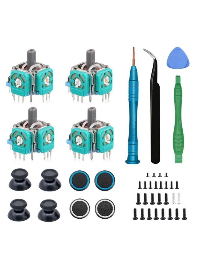 4PCS 3D Analog Joystick Replacement for PS5 Controller – Thumbsticks Repair Tool Kit Compatible with Playstation 5 DualSense Wireless Controller – Drift Damaged Joystick Replacements with Screwdriver - Image 1