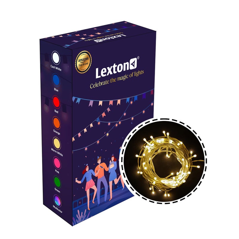 Lexton Lexton Lunar Ultra Bright String LightFairy Light 100 LED Plug Sourced Best for Home Decorative Indoor Outdoor Decoration Diwali Christmas Wedding Light Pack of 1 Warm White  - Image 2