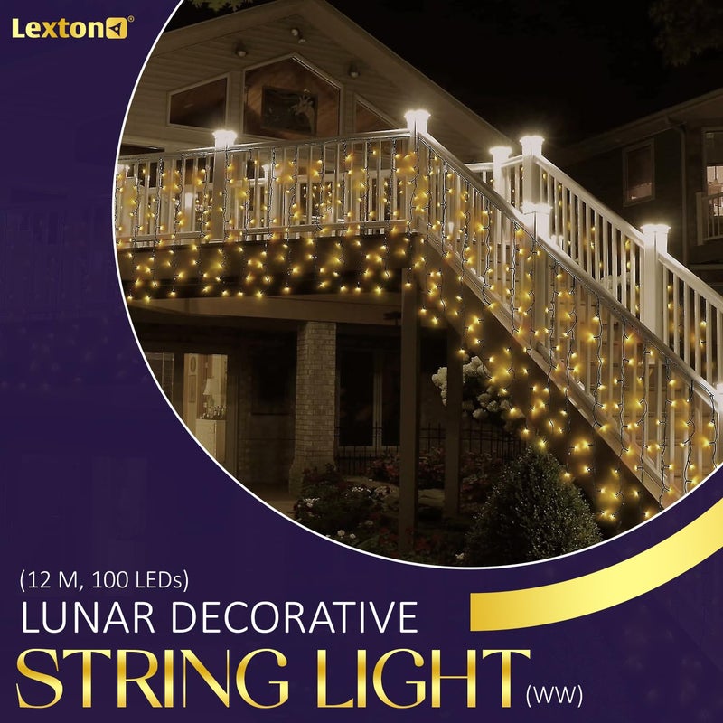 Lexton Lexton Lunar Ultra Bright String LightFairy Light 100 LED Plug Sourced Best for Home Decorative Indoor Outdoor Decoration Diwali Christmas Wedding Light Pack of 1 Warm White  - Image 5