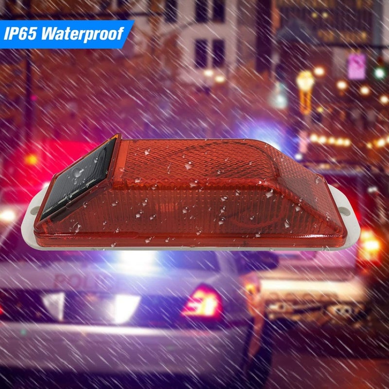 risoon Solar Strobe Warning Light: Sensitive LED Warning Lamp High Bright Waterproof IP65 Flashing Beacon Barricade Construction Safety Traffic Light for Driveways Dock (Red, 12PCS) - Image 4