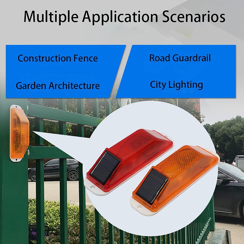 risoon Solar Strobe Warning Light: Sensitive LED Warning Lamp High Bright Waterproof IP65 Flashing Beacon Barricade Construction Safety Traffic Light for Driveways Dock (Red, 12PCS) - Image 5